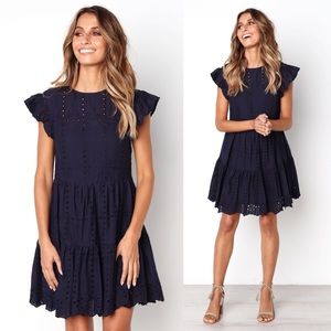 Petal & Pup navy eyelet dress